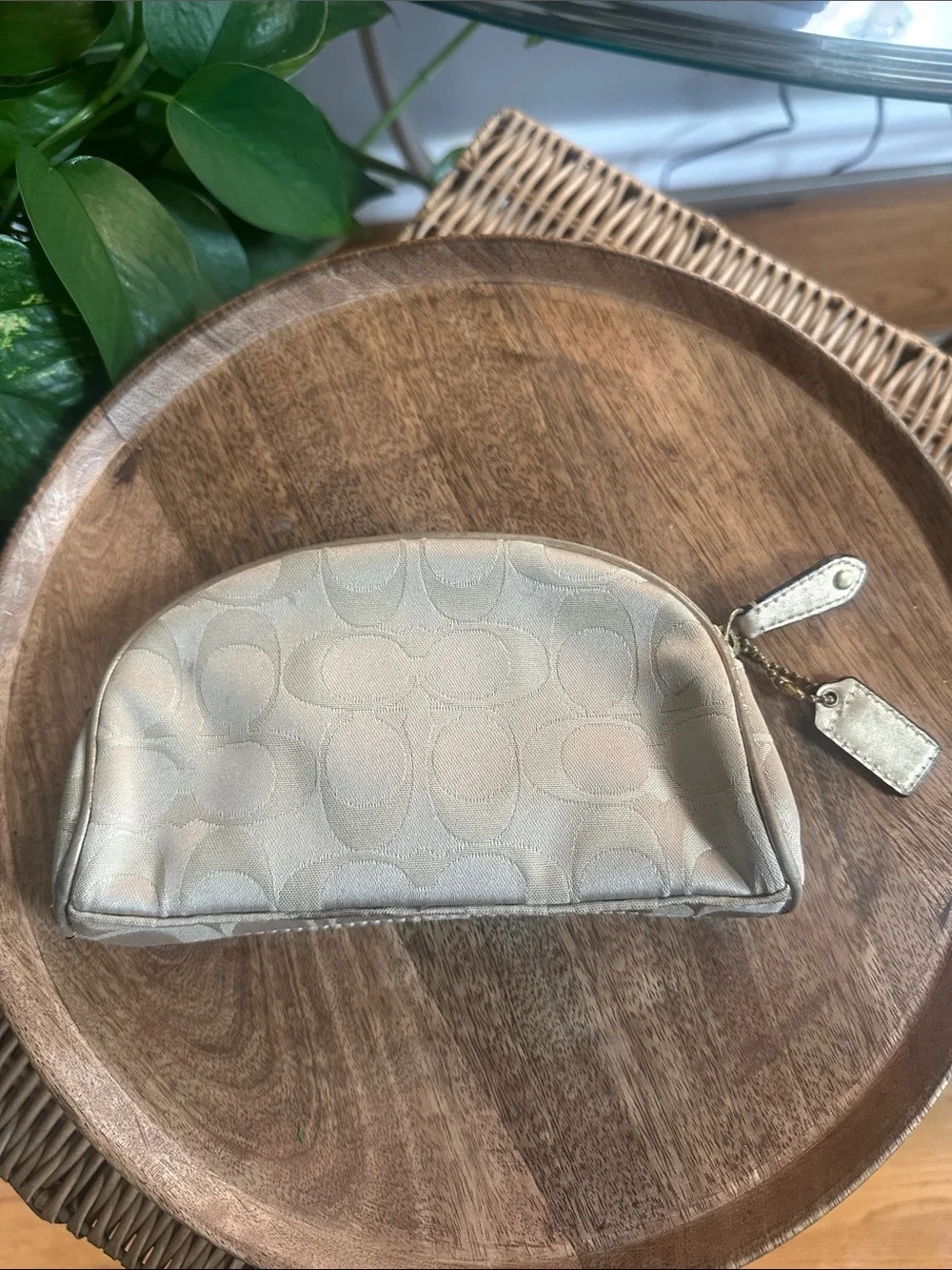 Coach Metallic Gold Signature Cosmetic Case